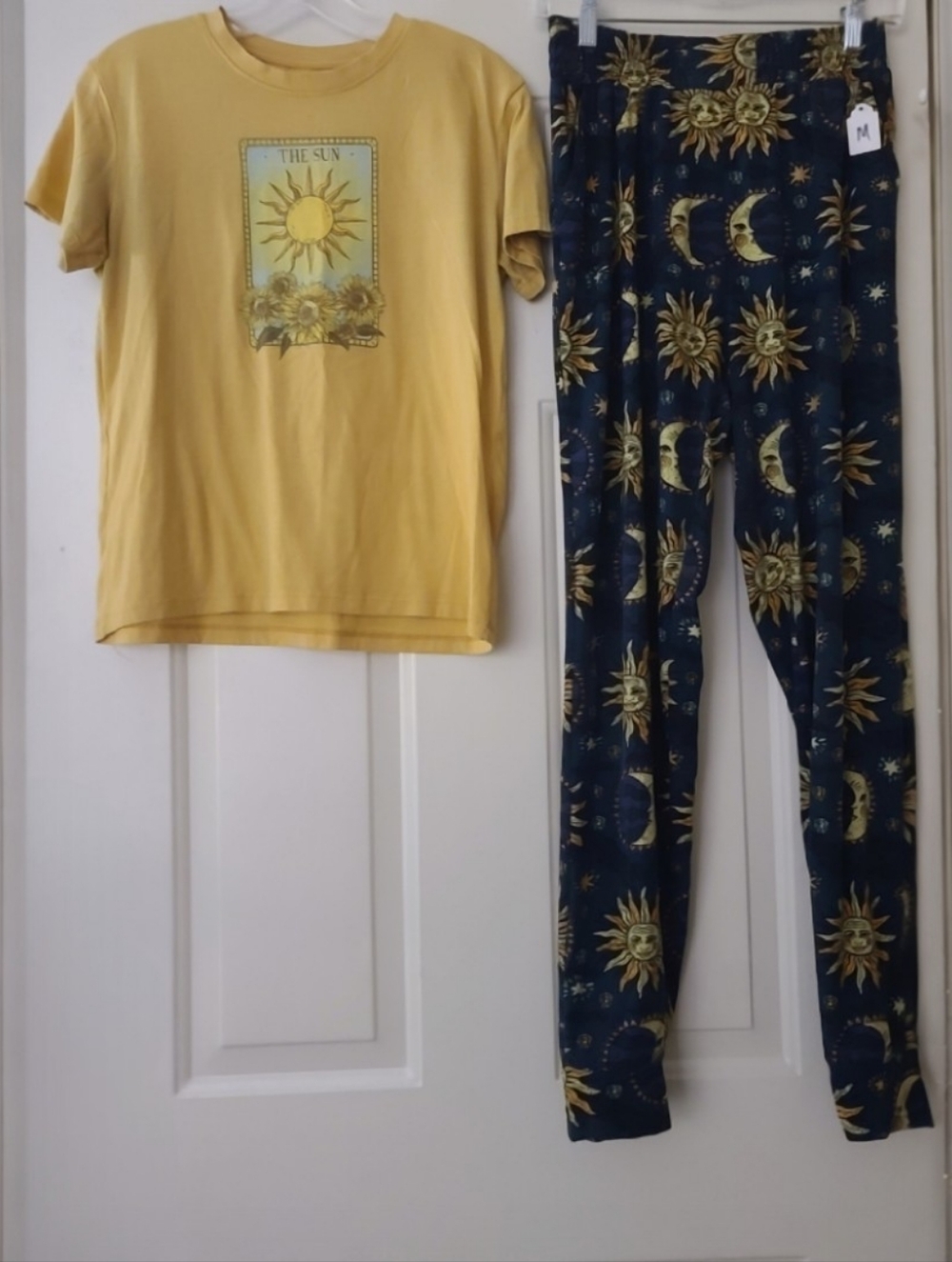 Fifth Sun Yellow Sun Graphic Tee with Navy Celestial Pants